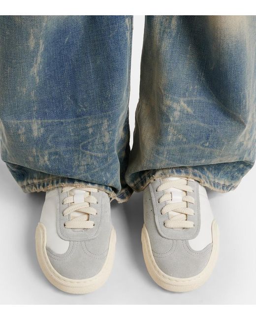 Acne White Suede-Trimmed Leather Sneakers