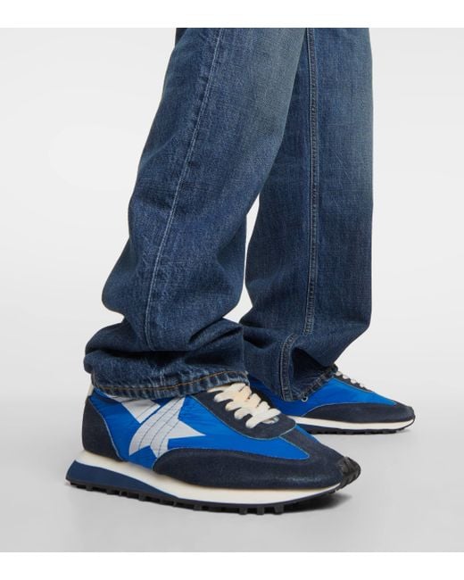 Golden Goose Deluxe Brand Blue Marathon Suede-trimmed Sneakers