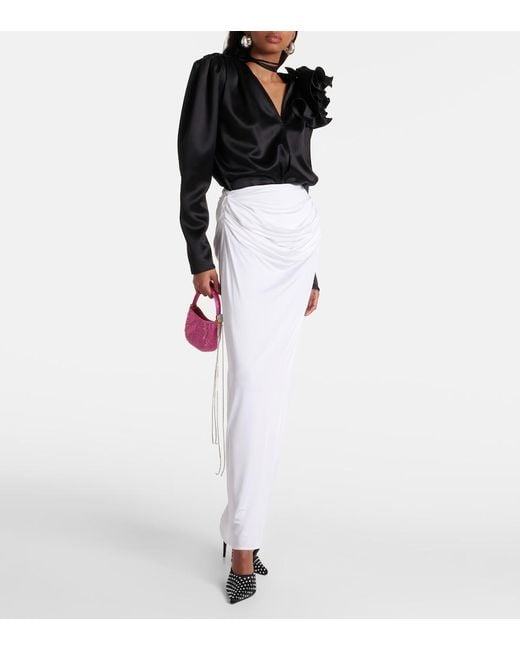 Magda Butrym White Draped Jersey Maxi Skirt