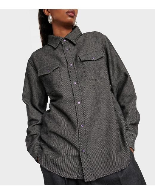 God's True Cashmere Gray Cashmere And Cotton Denim Shirt