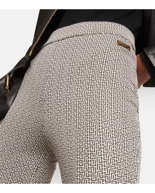 Balmain Gray Schlaghose Monogram Aus Jacquard