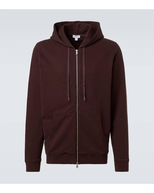 Sunspel Purple Loopback Cotton Hoodie for men