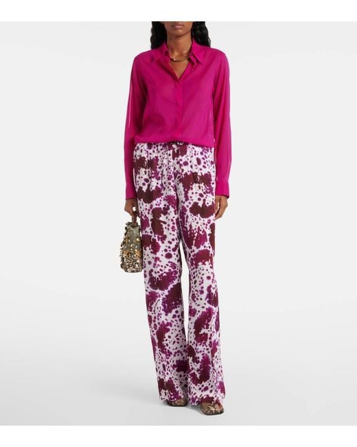 Dries Van Noten Pink Silk-Blend Shirt