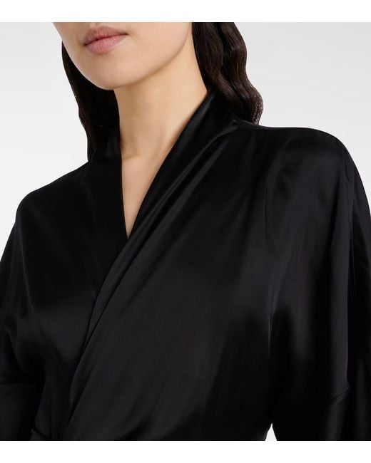Rick Owens Black Wickelrobe Aus Satin