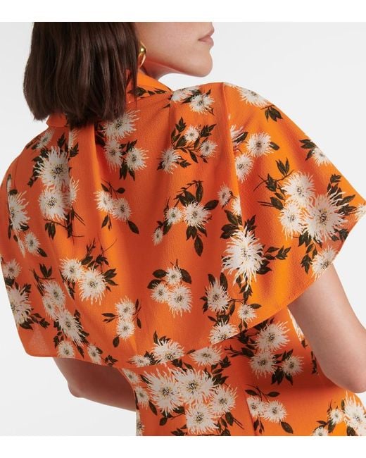 Emilia Wickstead Orange Florencia Floral Crepe Georgette Shirtdress