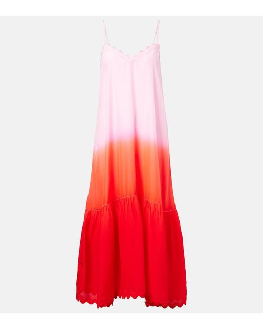 Juliet Dunn Red Ombre Silk Midi Dress