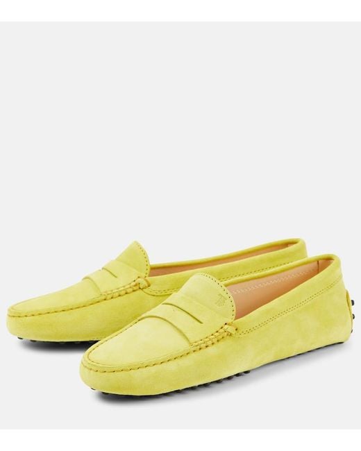 Tod's Yellow Mokassins Gommino Aus Veloursleder