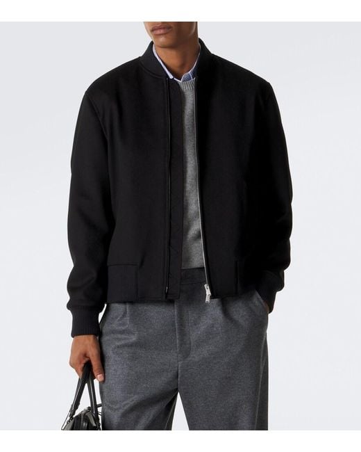 Lardini Black Virgin Wool Bomber Jacket for men