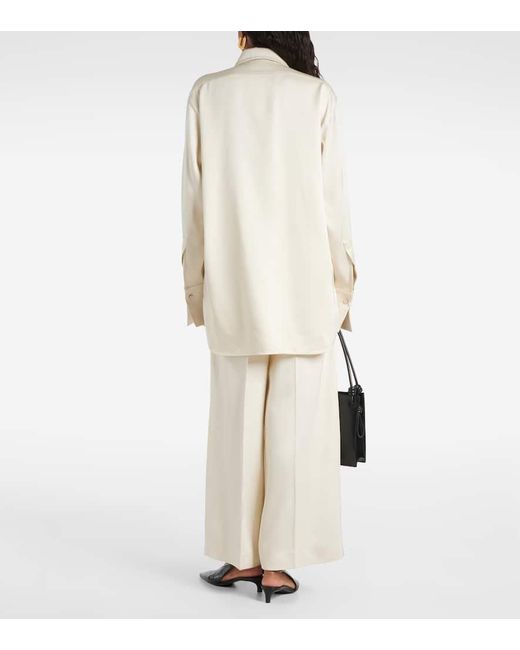 Camicia oversize in raso di Jil Sander in White