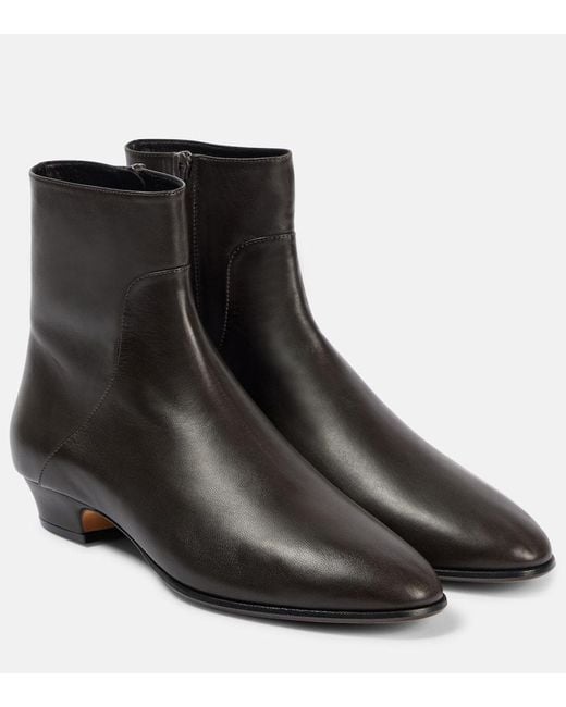 The Row Black Awar 25 Leather Ankle Boots