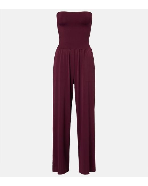 Eres Red Dao Strapless Jersey Jumpsuit