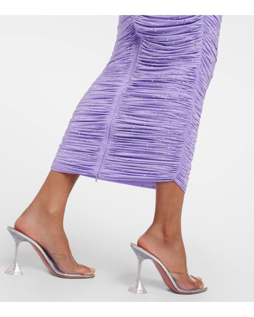 Alex Perry Purple Crystal-embellished Ruched Jersey Gown