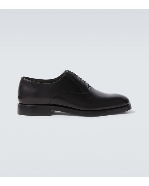 Brunello Cucinelli Black Leather Oxford Shoes for men