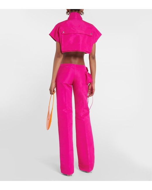 LAQUAN SMITH Pink Cropped Satin Jacket