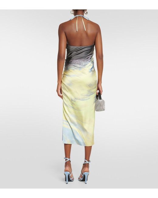 Jonathan Simkhai Blue Hansel Printed Halterneck Midi Dress