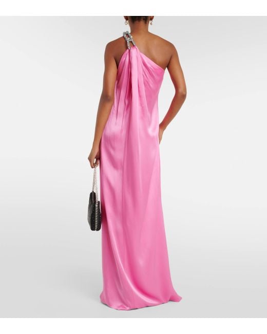 Robe longue Falabella en satin Stella McCartney en coloris Pink