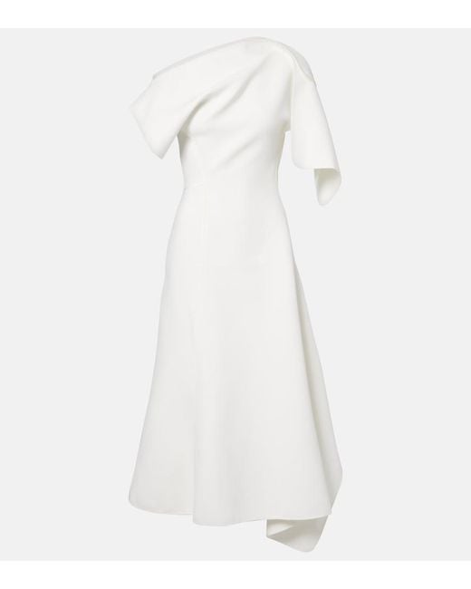 Maticevski White Diadem Draped Asymmetric Midi Dress