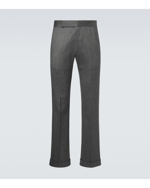 Tom Ford Gray Mouline Wool Twill Straight Pants for men