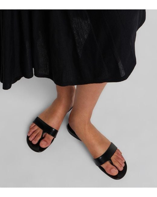 Christen Black Helix Leather Thong Sandals