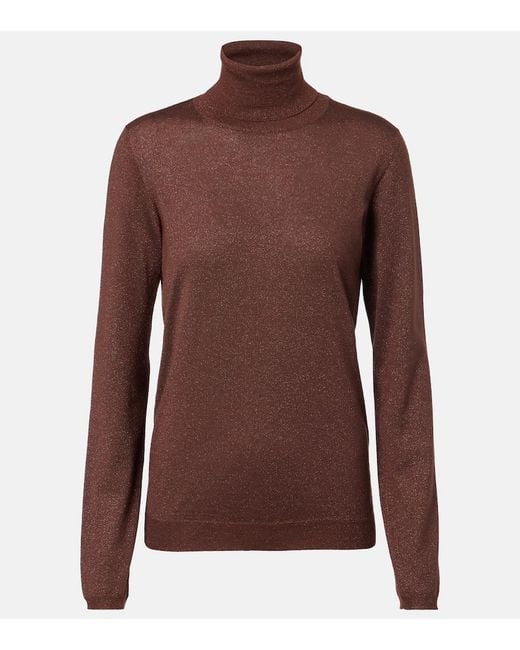 Brunello Cucinelli Brown Cashmere And Silk-Blend Turtleneck Sweater