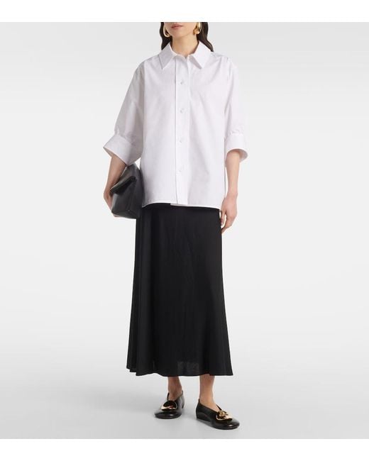 Jil Sander Black Pleated Midi Skirt