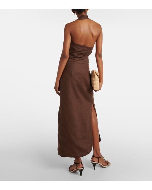 Sir Brown Jerry Linen Midi Skirt