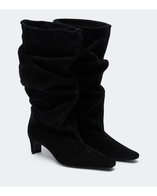 Staud Black Wally Suede Mid-Calf Boots