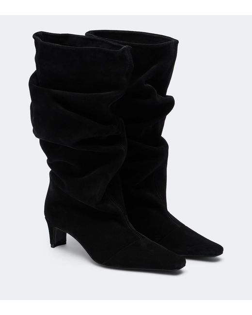 Staud Black Wally Suede Mid-Calf Boots