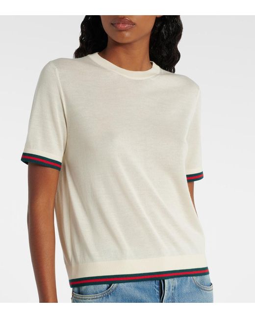 Gucci White Cashmere And Silk Top