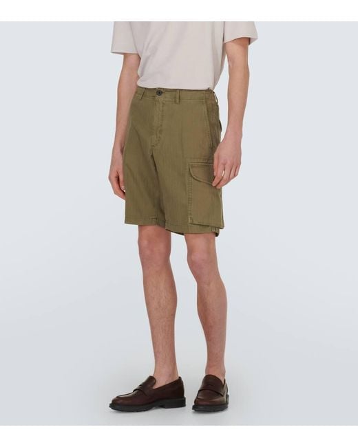 Shorts cargo de algodon y lino Incotex de hombre de color Green