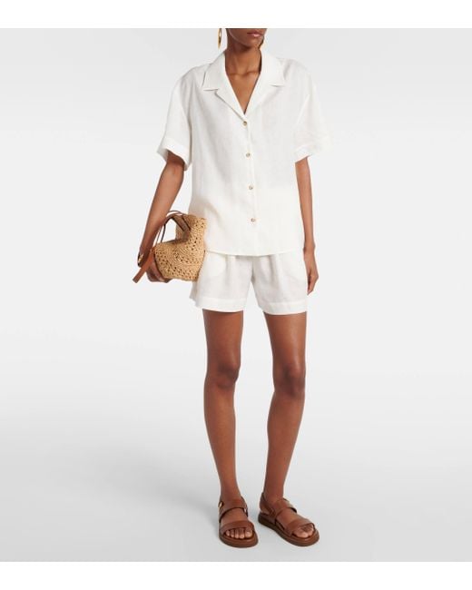 Asceno White Zurich Linen Shorts