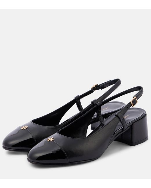 Tory Burch Black Leather Slingback Pumps