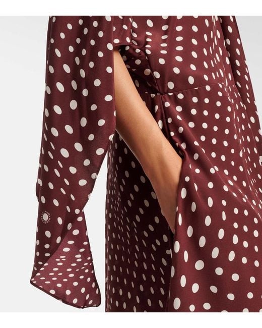 Stella McCartney Red Polka-Dot Tie-Neck Silk Midi Dress