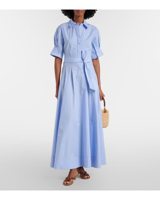 Jonathan Simkhai Blue Truman Striped Cotton Maxi Dress
