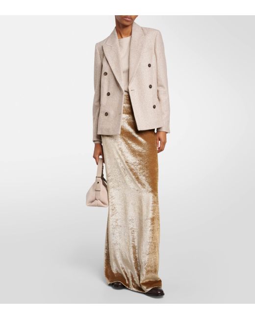 Brunello Cucinelli Natural High-rise Velvet Maxi Skirt