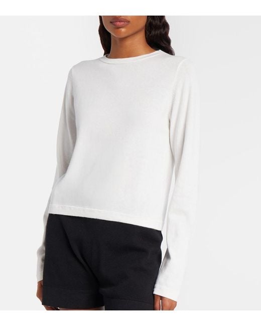 Extreme Cashmere White N°451 Lisa Cotton And Cashmere Top