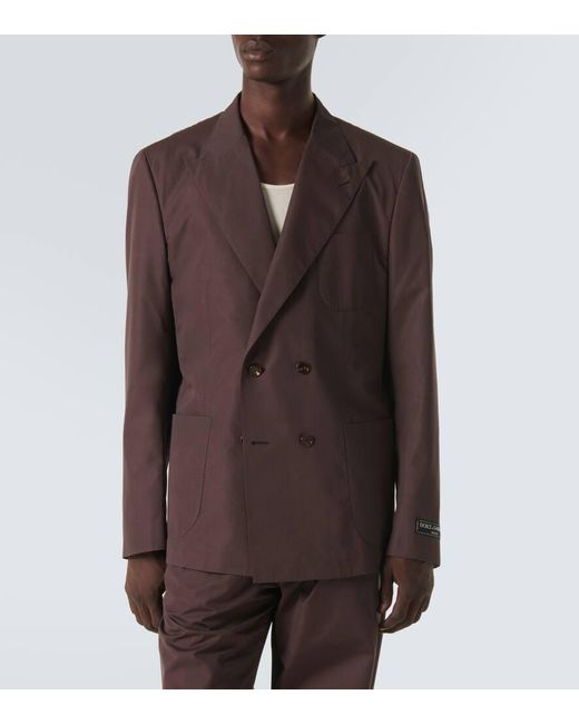 Dolce & Gabbana Brown Cotton And Silk Poplin Blazer for men