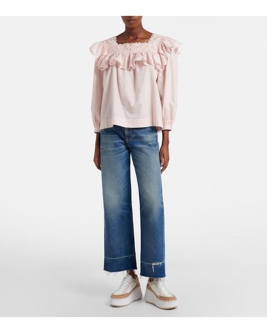 Chloé White Nama Leather-Trimmed Platform Sneakers
