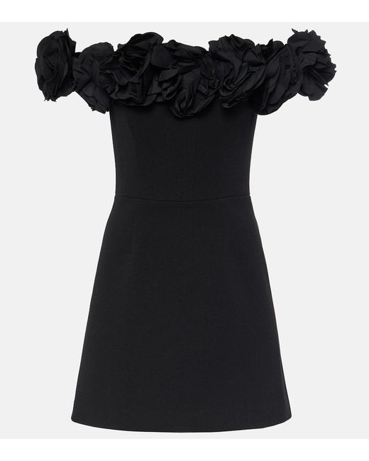 Rebecca Vallance Black Odetta Floral-Applique Minidress
