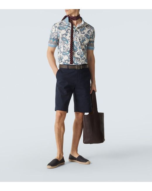 Etro Blue Paisley Cotton Pique Polo Shirt for men