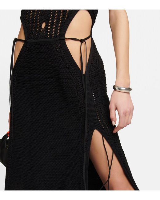 Dion Lee Black Crochet Halterneck Midi Dress
