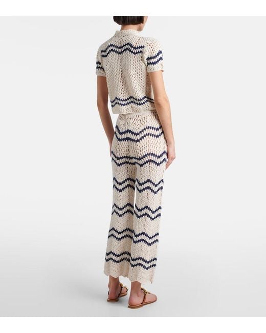 Anna Kosturova Metallic Nautical Chevron Crochet Cotton Shirt