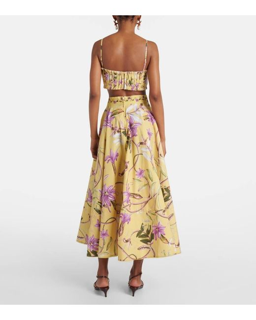Agua Bendita Metallic Morgina Floral Cotton Bustier