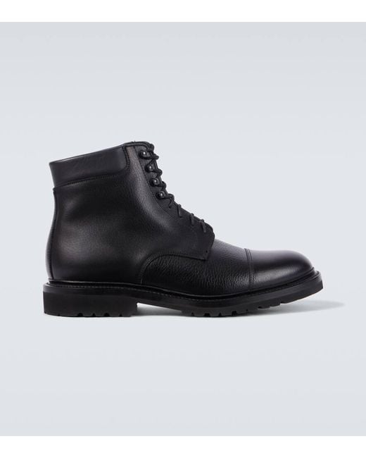 George Cleverley Black Taron Ii Leather Lace-Up Boots for men