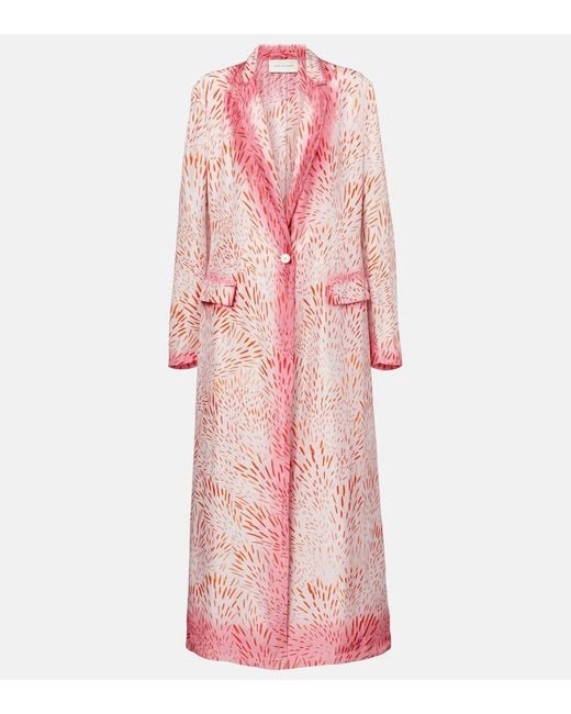 Dries Van Noten Pink Printed Silk Coat