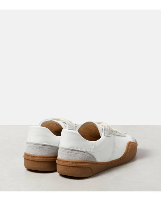 Acne White Suede-trimmed Leather Sneakers
