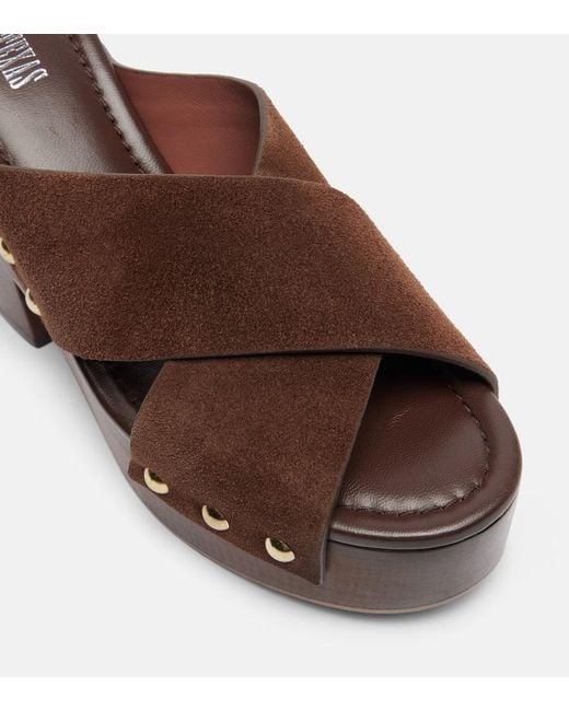 Paris Texas Brown Marisol Suede Platform Mules