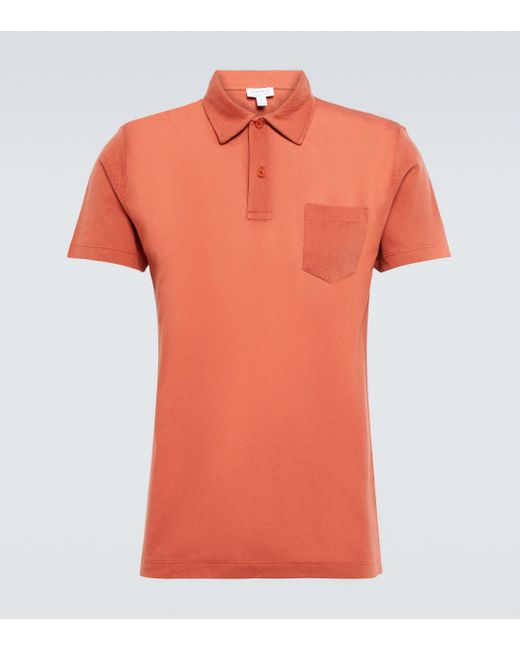 Sunspel Polohemd Riviera aus Baumwolle in Orange für Herren