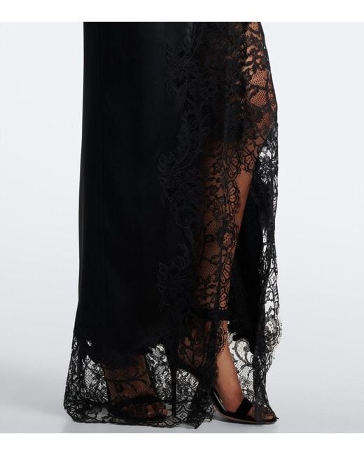 Elie Saab Black Lace-Trimmed Cotton And Silk-Blend Gown