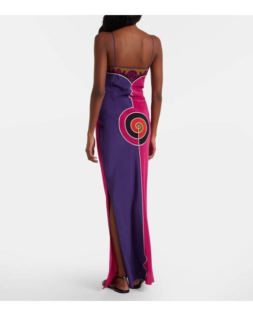 Robe Longue Imprimee En Crepe De Soie Emilio Pucci en coloris Purple